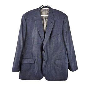 Turnberry 75% Wool 25% Silk Blazer Sport Coat Mens Size 52R Blue 2 Button Jacket